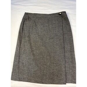 Vintage Luca Luca Grey Heather Wrap‎ Knee Button Flap Length Skirt US 8 Career